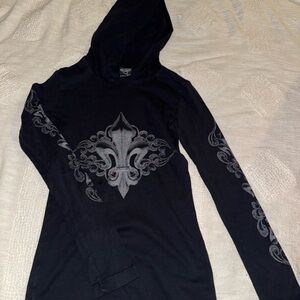 Vintage Sledge USA Womens Y2K long sleeve shirt w/ hoodie